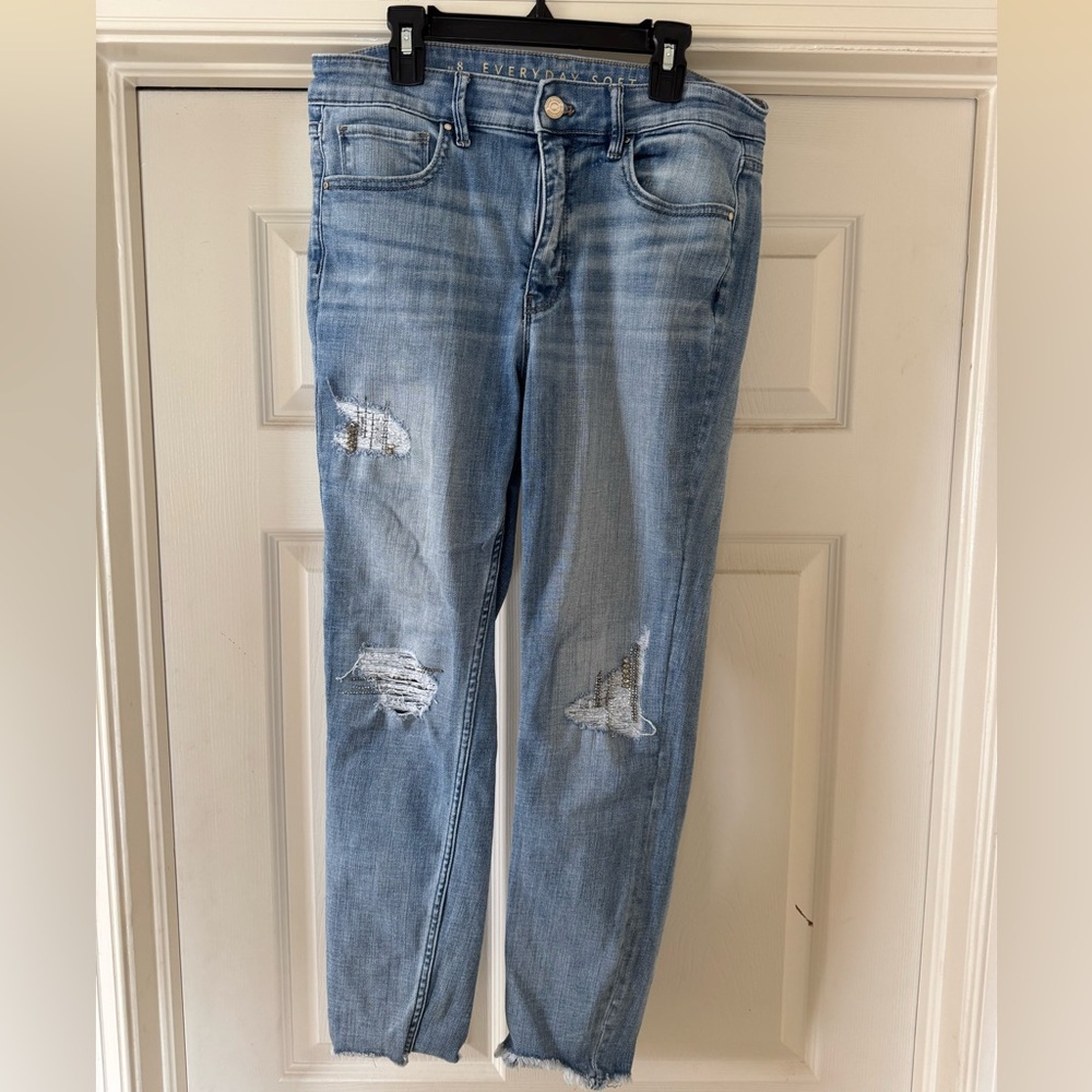 White House Black Market Everyday Soft Denim High-Rise Embellished